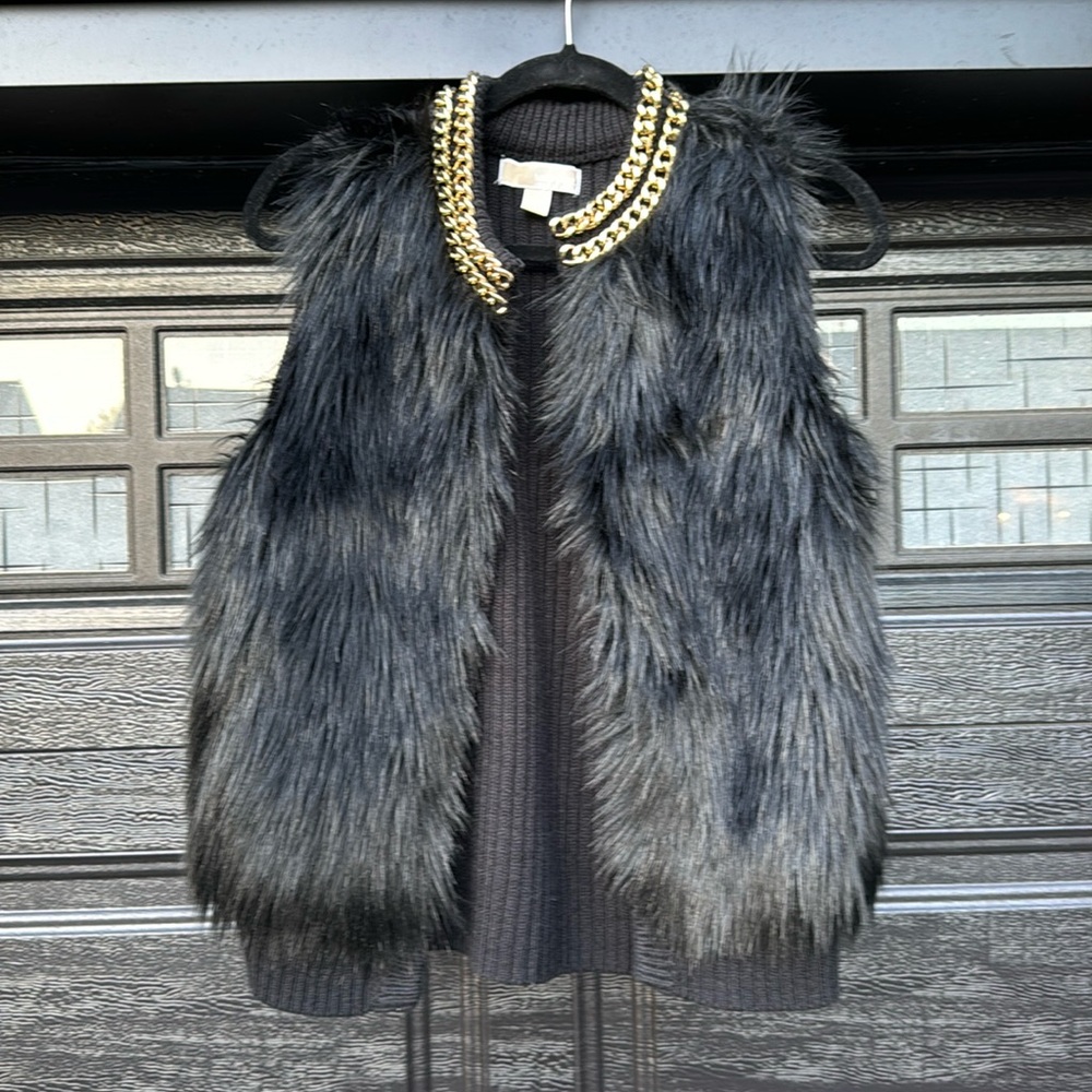 Black faux fur sweater vest